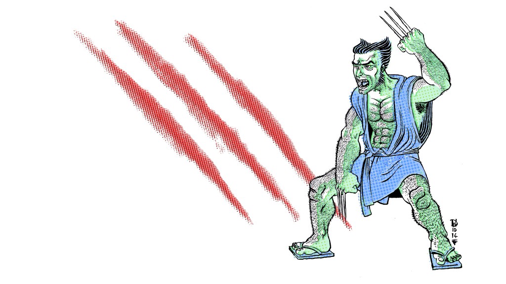 Art by David Wynne, after Katsushika Hokusai.